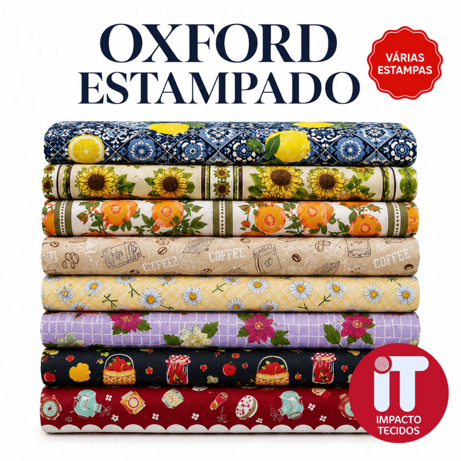 Tecido Oxford Estampado 1mt x1,50m Largura – Toalha de Mesa, Cozinha, Cortina e Decoração