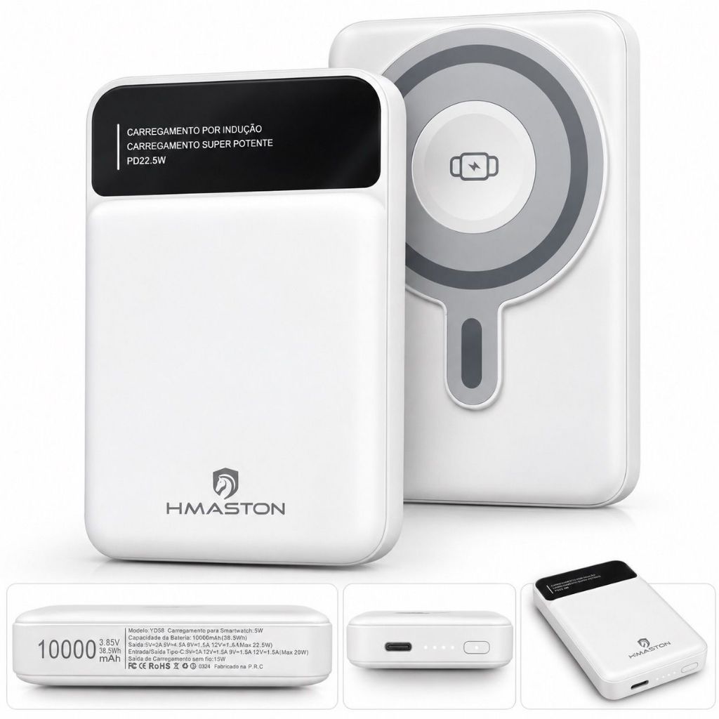Carregador Portátil Para Iphone Indução Magsafe Powerbank 10000 mAh Battery H’maston