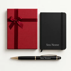 Kit Presente Personalizado – Bloco de Notas + Caneta + Caixa Elegante