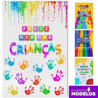 Painel Dia das Crianças Retangular Decoração de Festa Infantil 1,50x2,20m Sublimado Em Tecido