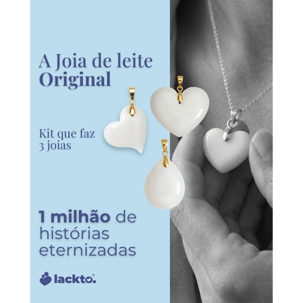 Pingente de Leite Materno Lackto | Kit para Fazer 3 Joias | Nova Mãe | Faça Você Mesma | Amor de leite