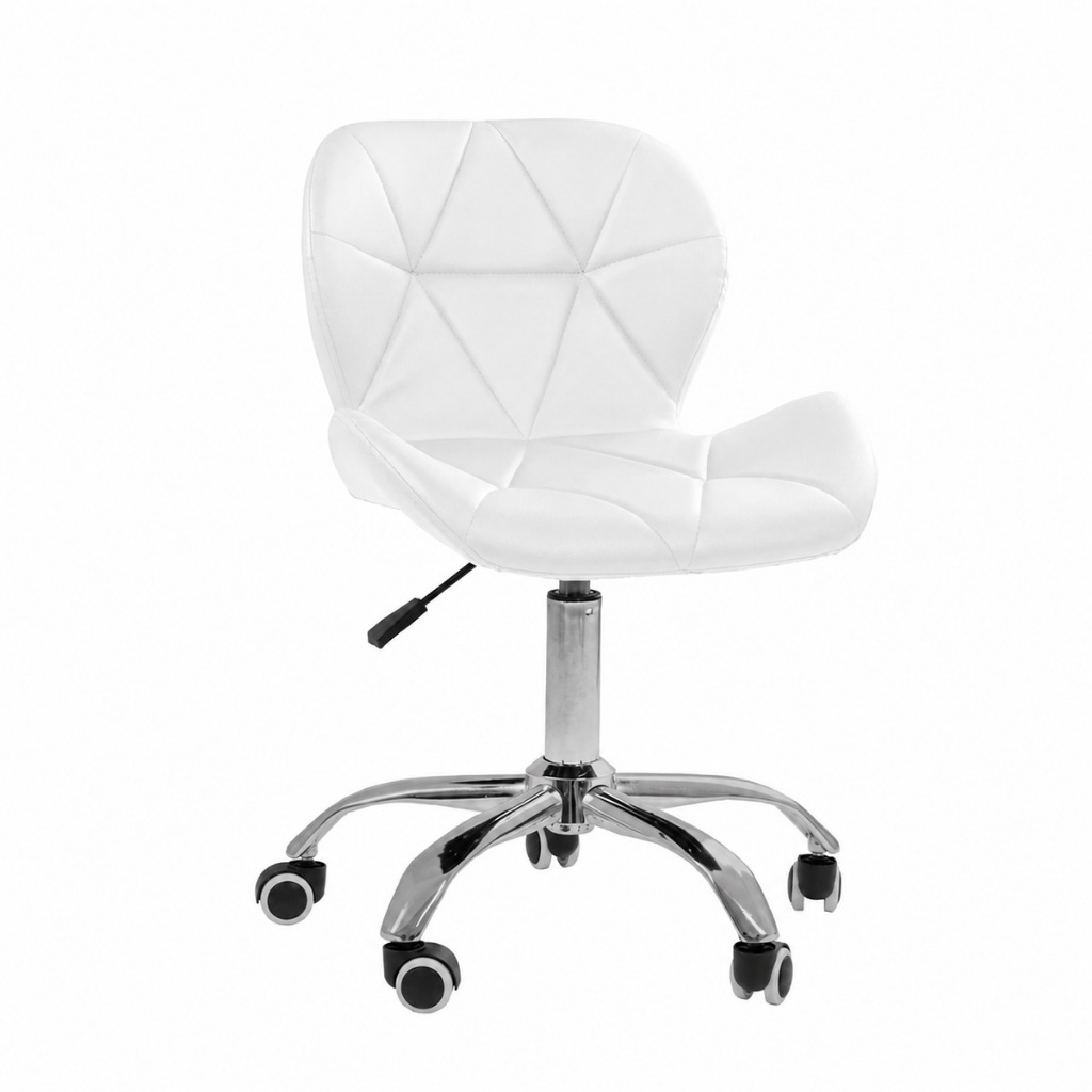 Cadeira Office Eiffel Slim Giratória Base Cromada com Rodízios e Ajuste de Altura - Branco