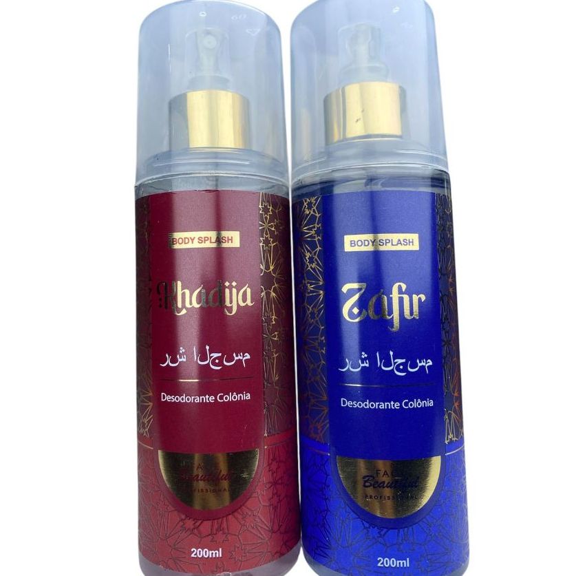 Imagem Dupla dos Desejos Face Beautiful Khadija + Zafu 2 Unidade de 200ml Body Splash Feminino para Uma Perfumação Irresistível
