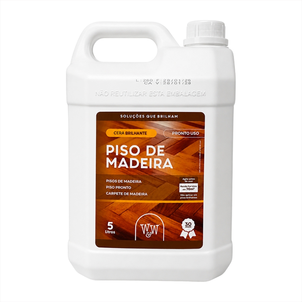Cera Piso Laminado W&W Brilhante 5l Cera Resistente Profissional Cera Para Pisos de Madeiras