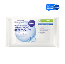 NIVEA Lenços de Limpeza Facial Ação Refrescante 3 em 1 25 un