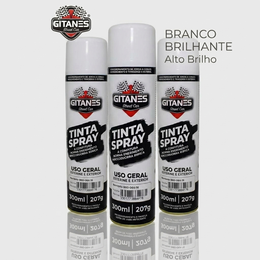 TINTA SPRAY BRANCO BRILHANTE OTIMO ACABAMENTO / SECAGEM RAPIDA / ALTA COBERTURA — imagem 2 de 2