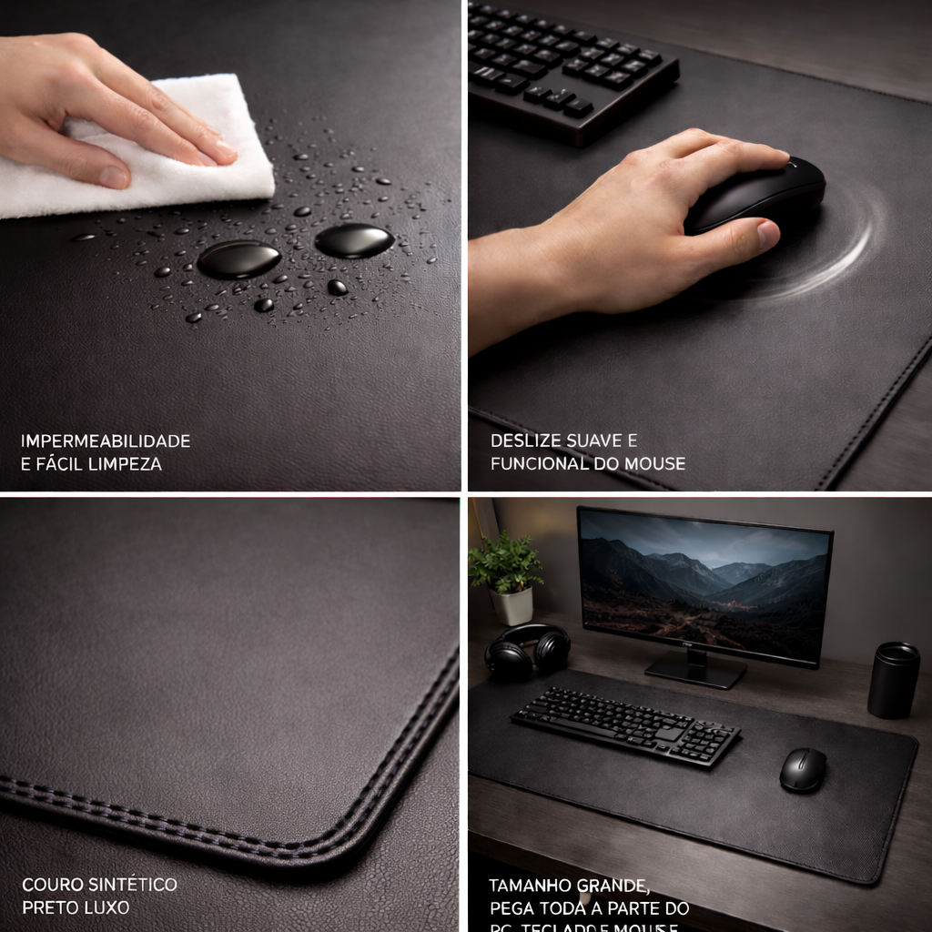 Mousepad Impermeável Couro sintético Grande Precisão ergonomico gamer desk padspeed control precisão escritório 90x40