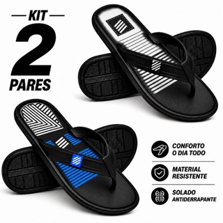 Kit 2 Pares Chinelo sandália Masculino Casual Confortável Macio e leve
