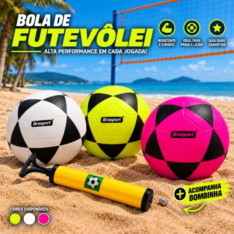Bola de Futevôlei Brasport Nº5 PU Branca para Altinha Praia Areia Treino Jogo Futmesa Profissional