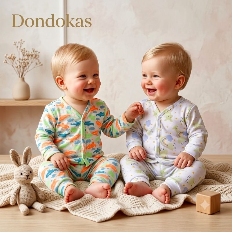 Conjunto de Pijama Bebê Menino de botão Pijama Americano Confortável Roupa de Bebe para Dormir P M G