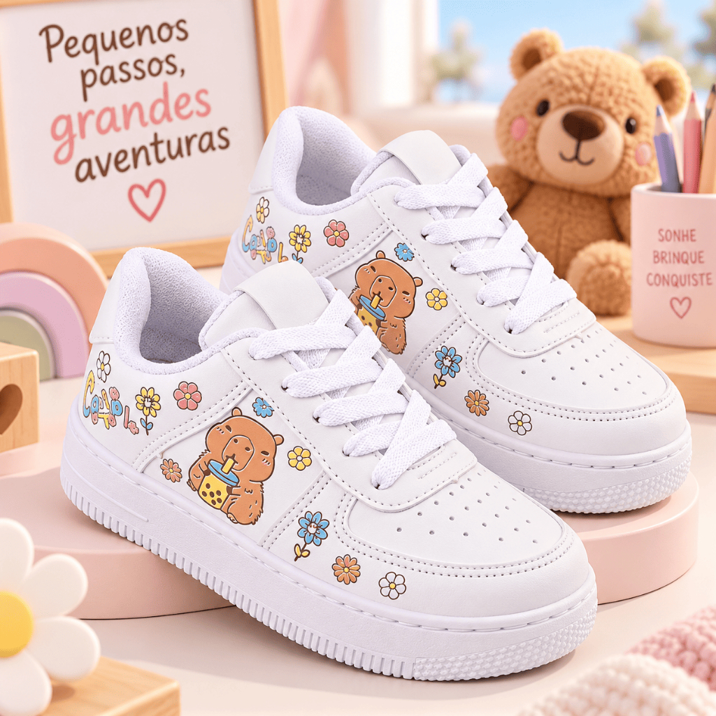 Tenis Infantil Menina Feminino Antiderrapante Confortável e Resistente Capivara