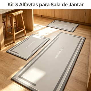 Kit 3 peças Tapete de Cozinha Emborrachado - Resistente, Antiderrapante e Fácil de Limpar, 120x40cm + 60x40cm + 60x40cm