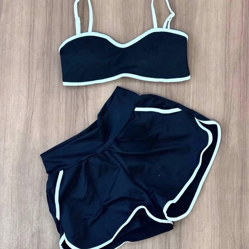 Roupa de academia Short Duplo Dryfit+Top  Com Bojo Para Atividade Física Academia Corrida Treino — imagem 1