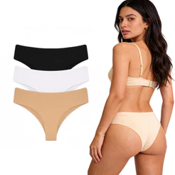 Kit 3 Calcinha Tanga Laser Sem Costura Microfibra Sortido