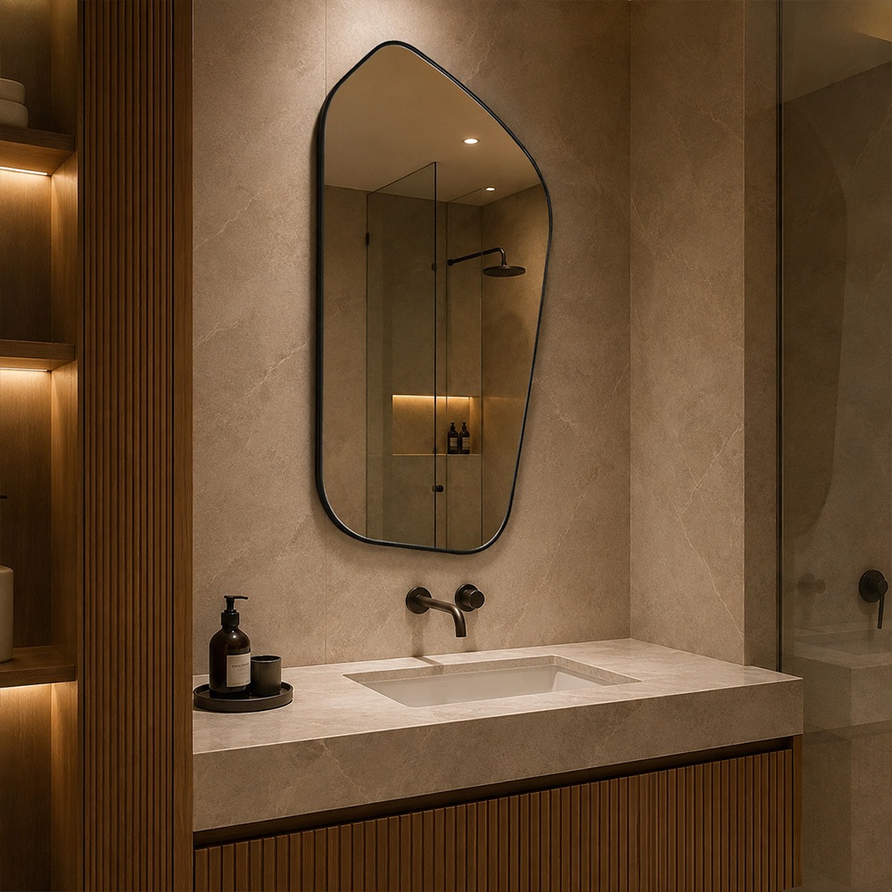 Espelho Orgânico Decorativo 110x53 Grande Moderno Sala Quarto Banheiro - Modelo Dallas