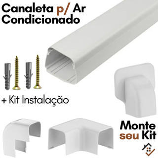 Canaleta para Ar Condicionado Split Parede Kit Acabamento Duto Terminal Luva Curva Ar Btus