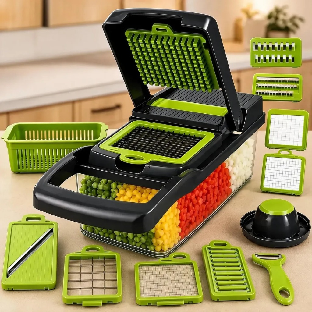Fatiador Ralador Picador De Legumes Multiuso 16 Em 1 Manual Inox Resistente