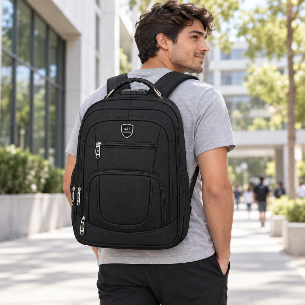 Mochila Masculina Grande Antifurto com USB para Notebook Trabalho Viagem Escolar Reforçada