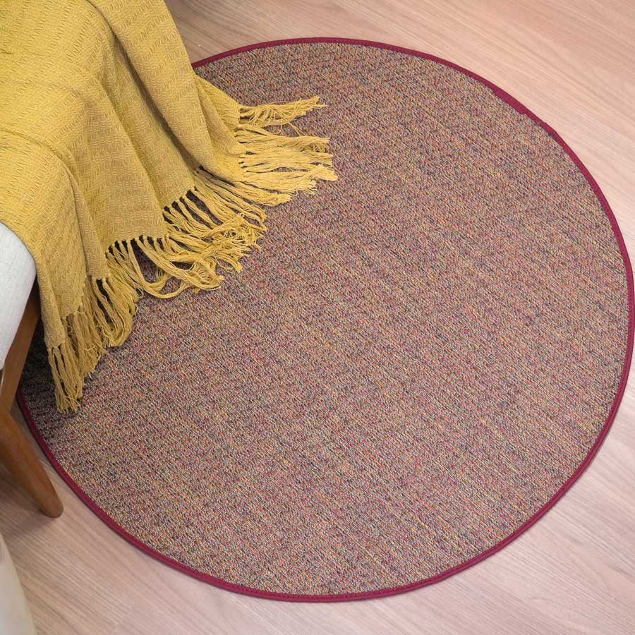 Tapete Sisal Sintético Redondo 100x100 Moderno Antiderrapante para Sala Quarto e Ambientes Internos
