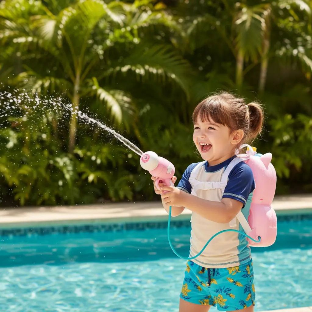 Mochila Lança Água Brinquedo Crianças Piscina Brinquedos com água Lançador de água · foto 2