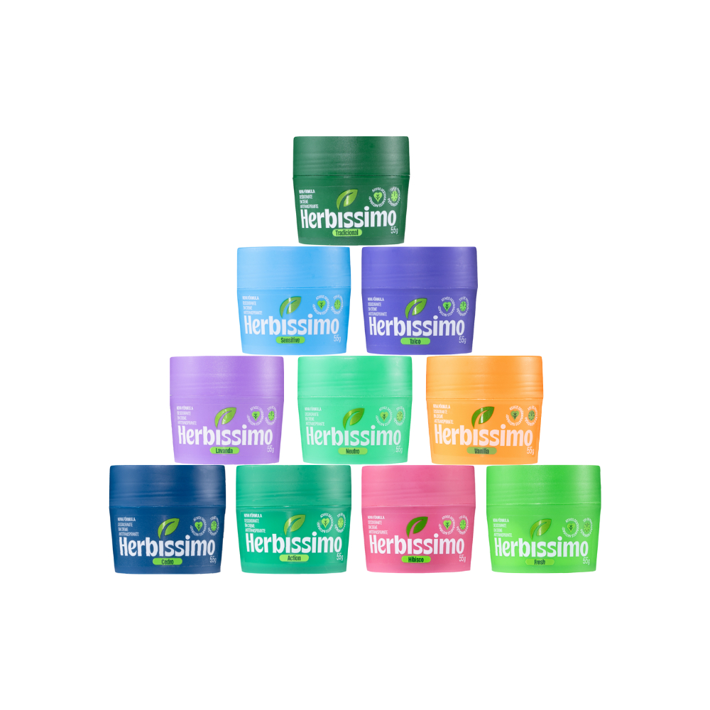 Kit 10 itens - Desodorante Creme Antitranspirante Herbíssimo| Mix fragrâncias 55G