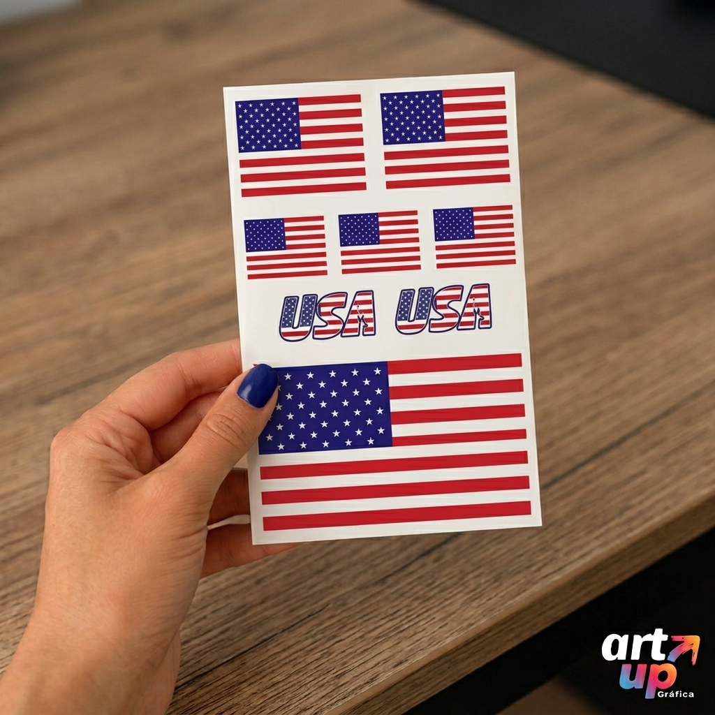 Adesivos Bandeira Estados Unidos Vinil Transparente UV Premium Alta Durabilidade Resistente a água