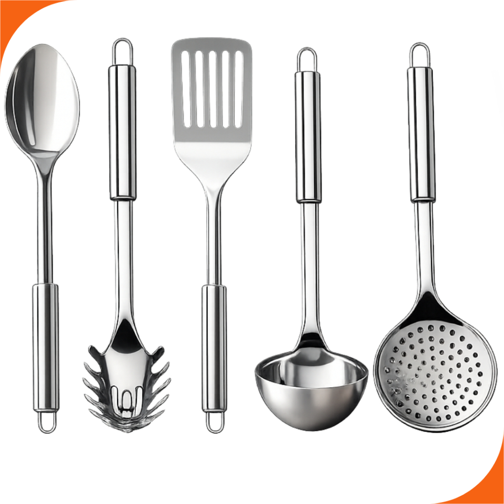 Kit Cozinha Utensílios Utensílios de Cozinha Concha de Feijão Espátula de aço Inox Escumadeira Pegador de Macarrão