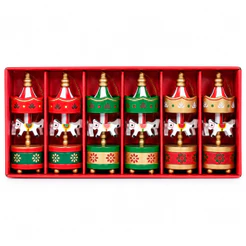 Carrossel Cavalinho Natalino Decorativo de Madeira Enfeite de Natal para Árvore Decoração Natalina