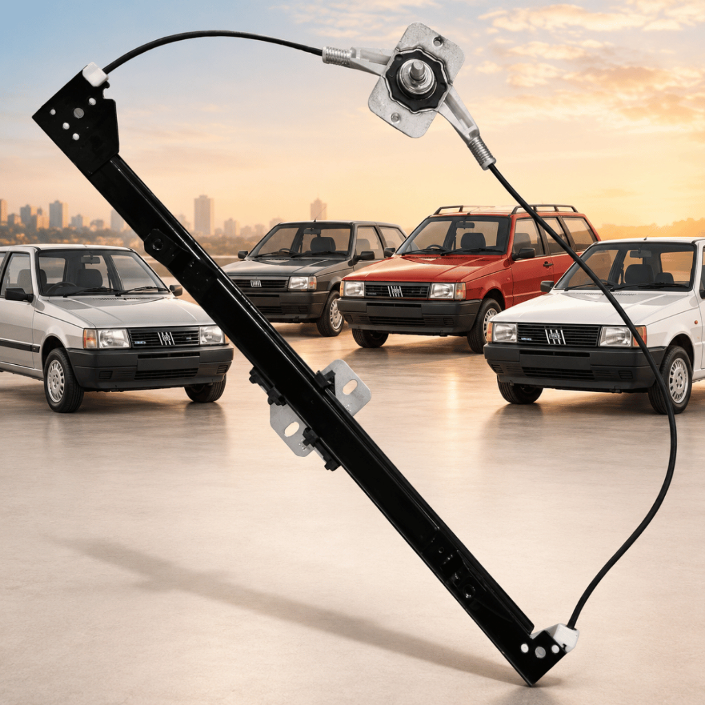 Máquina Vidro Manual Esquerda Uno 1984 á 2010, Uno Mille 2008 á 2013, Elba, Prêmio todos 2 Portas