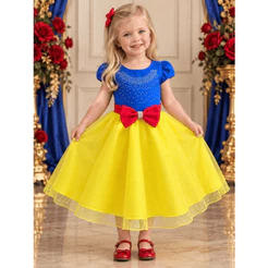 Vestido Branca De Neve Festa Temático Infantil e Juvenil 1 ao 8