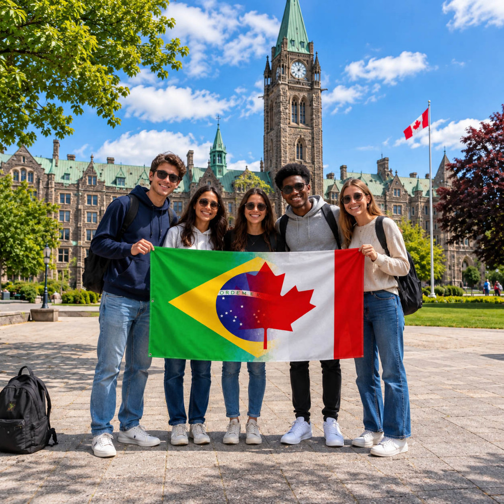 Bandeira Brasil E Canada 100x70cm Decorativa