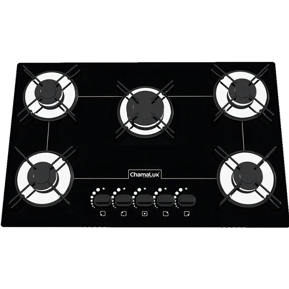 Cooktop Chamalux 5 Bocas Ultra Chama - Acendimento Inteligente e Mesa de Vidro Temperado