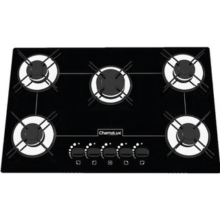 Cooktop Chamalux 5 Bocas Ultra Chama 110v/220v Trempe de Chapa Fogão Vidro Temperado