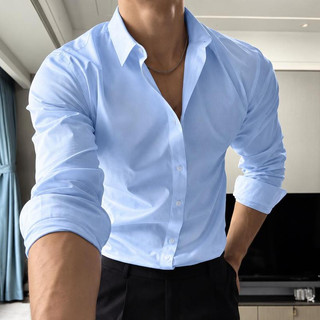 Camisa Social Masculina  Manga Longa Passa Facil Slim Premium Bolso Modelagem Dudalina Rosa Branco Azul