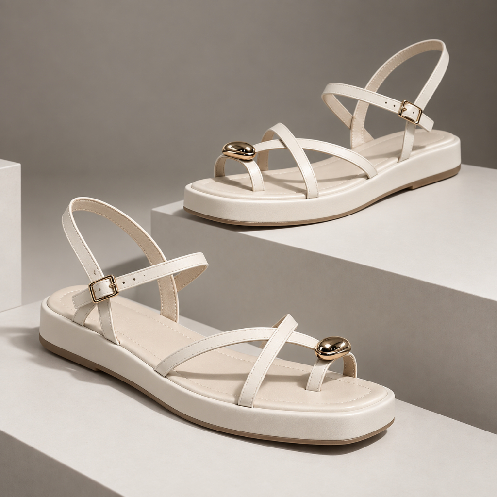 Sapato Sandália Feminina Baixa Flat Dedo Lesmy Plataforma Palmilha Acolchoada Macia Confortável Casual Elegante Luxo