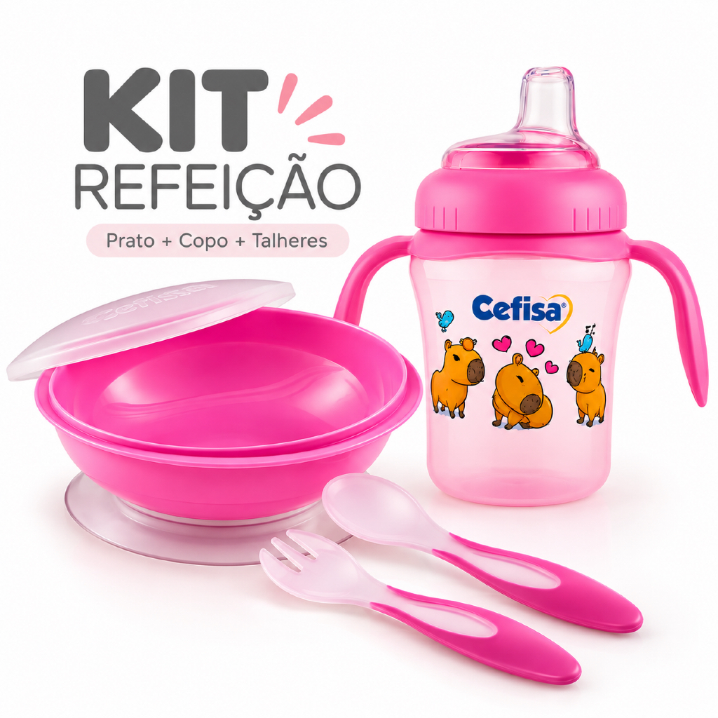 Kit Introdução Alimentar Para Bebê Prato + Copo Antivazamento