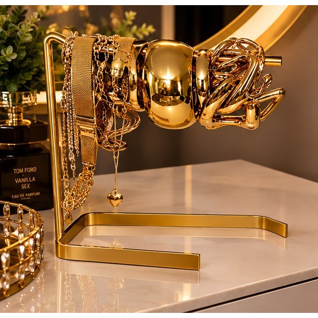 EXPOSITOR DE JÓIAS DOURADO LUXO / PORTA BIJUTERIAS ELEGANTE ORGANIZADA DECORATIVO