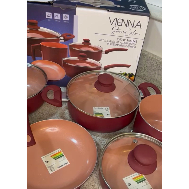 Jogo de Panelas Viena Stone Color Gamma – 5 Peças | Revestimento Cerâmico Antiaderente