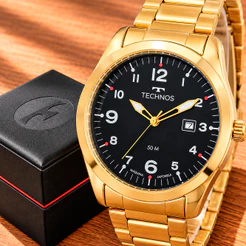 Relógio Technos Masculino Analógico Dourado 1 Ano Garantia
