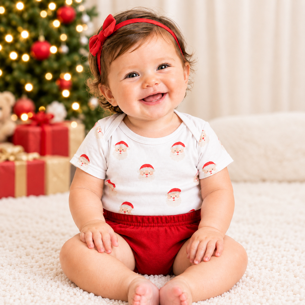 Kit Body Bebe Natal Manga Curta Shorts 2 Peças Conjunto Infantil Menino Menina Natal Sortida