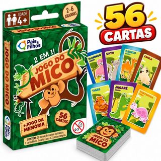 Jogo Do Mico + Jogo Da Memória 56 Cartas 2 Em 1 - Pais & Filhos