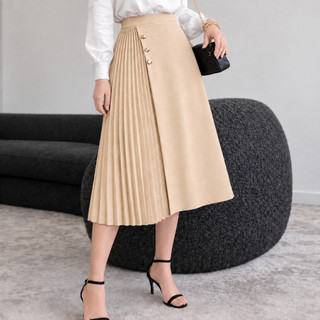 Saia Plissada Alfaiataria Com Botão Moda Evangelica Estilo Coreano SAIA PLISSADA COREANO 3 BOTAO