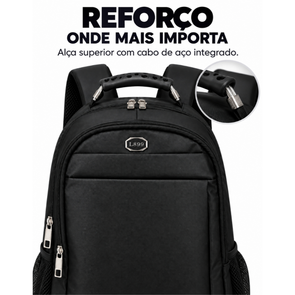 Mochila Nylon Impermeável Unissex Reforçada Notebook Trabalho Faculdade Viagem Resistente Grande Capacidade