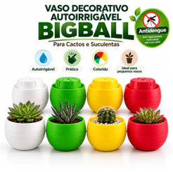 [BIGBALL] - Vaso Decorativo Autoirrigável BIGBALL para Cactos e Suculentas - Antidengue