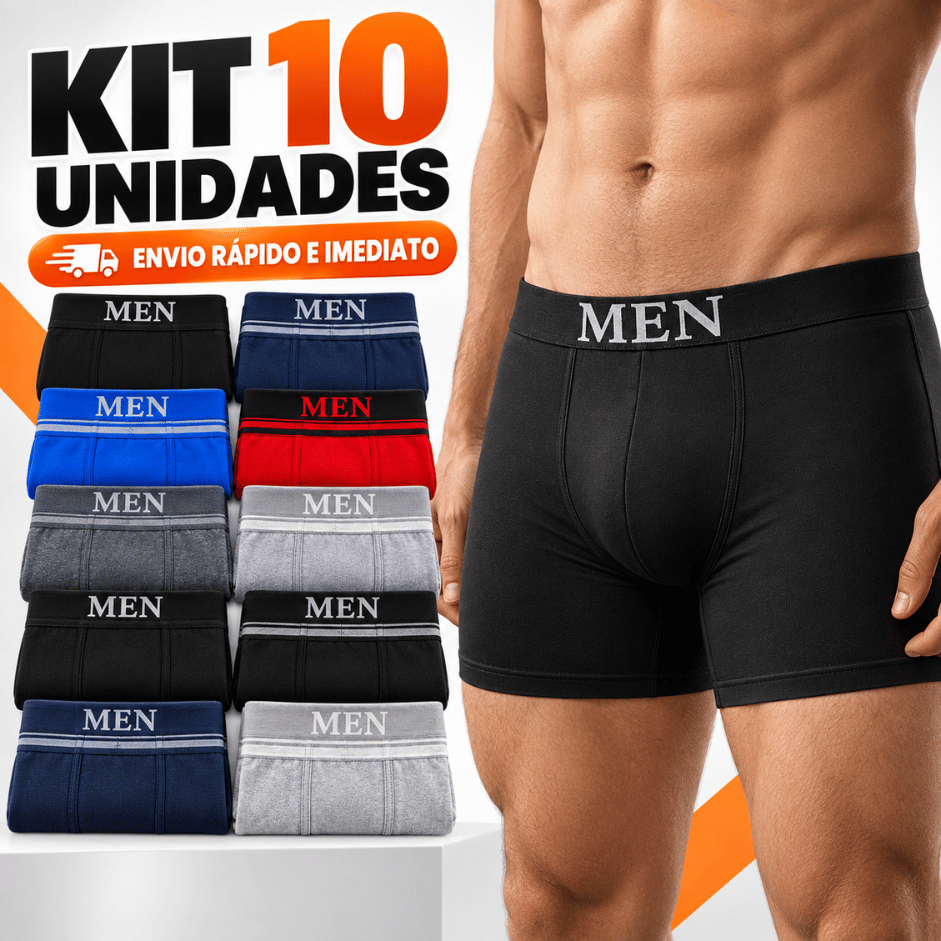 Kit 10 Cuecas Boxer Masculina Microfibra Sem Costura Conforto Premium Adulto