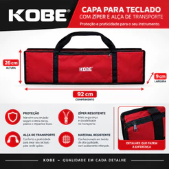 Capa Kobe de Transporte Teclado Musical Compatível CTS100 CTS200 CTS300 / KOBE KB-150 KB-300 KB-400 Vernmelha