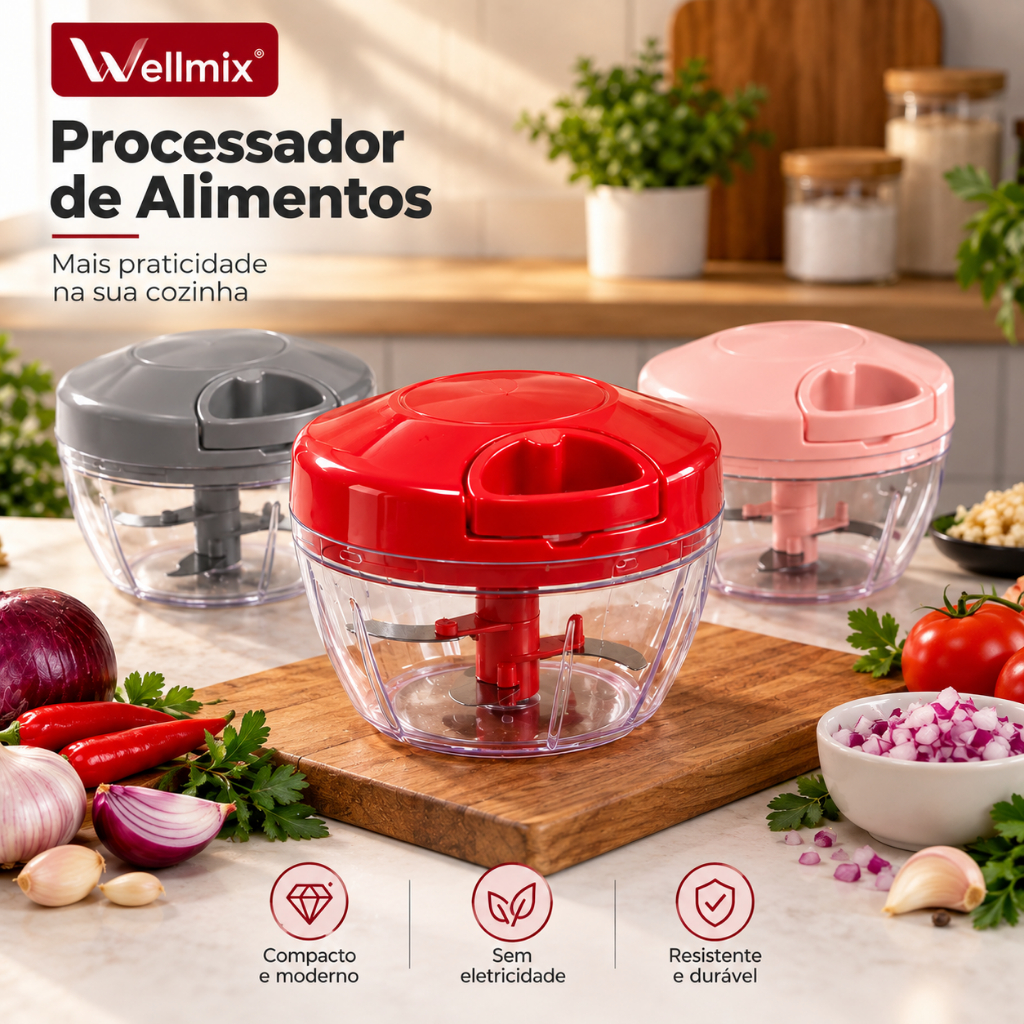 Mini Processador Manual Triturador De Alimentos Alho 500ml 3 Laminas Universal ENVIO IMEDIATO!!