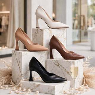 Sapato Scarpin Salto Taca 8cm Corte V Bico Fino Feminino Sandalia Social Festa Confortavel Macio Elegante Napa 12.201