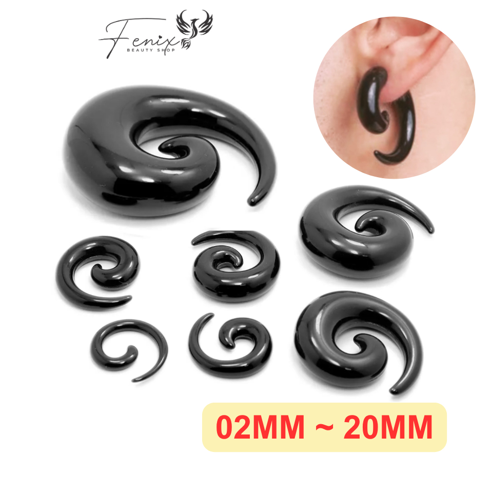 Alargador Expansor de Orelha Espiral Caracol PRETO