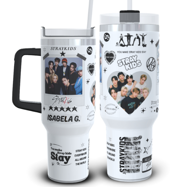 COPO TÉRMICO 1200ML Stray Kids PERSONALIZADO COM NOME | GARRAFA INOX K POP